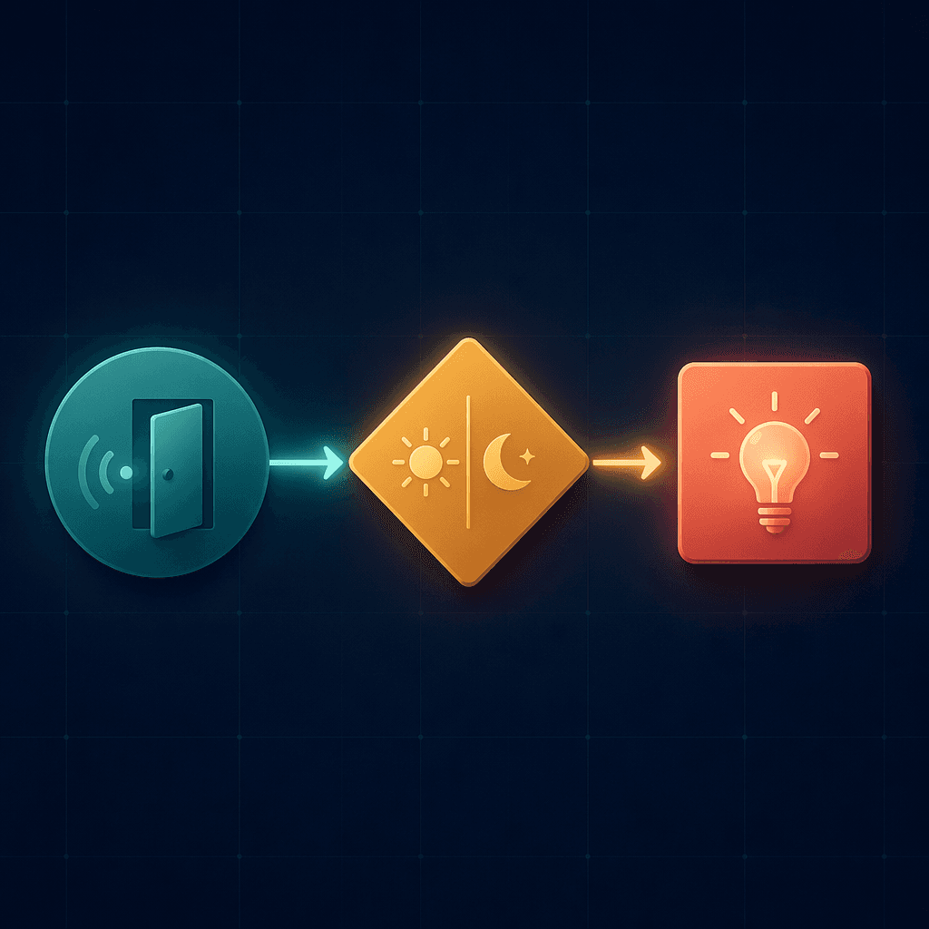 Abstract trigger condition action flow diagram