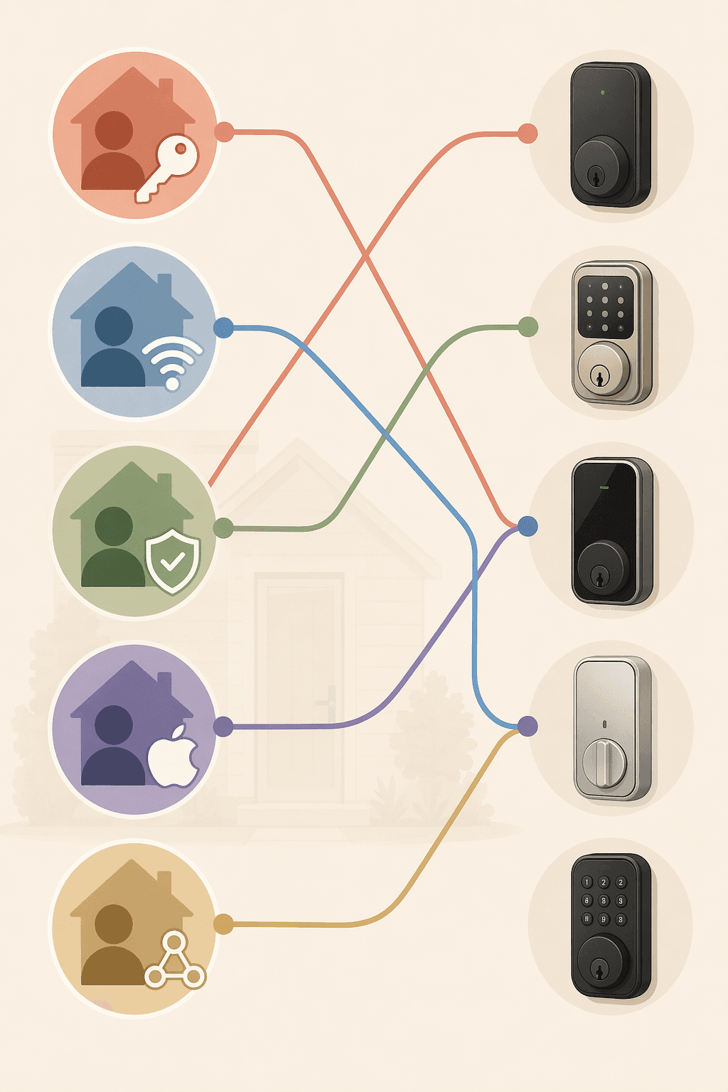 User scenarios connected to different smart lock paths