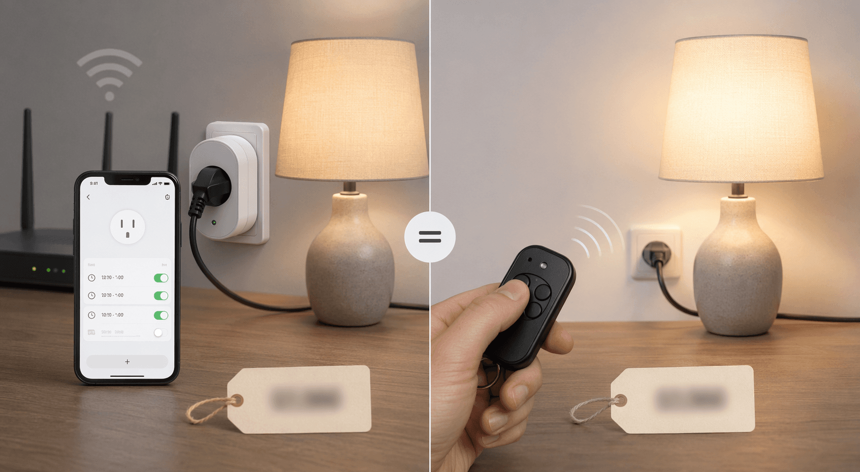 App-based smart plug control compared with a simple RF remote outlet clicker at similar price points