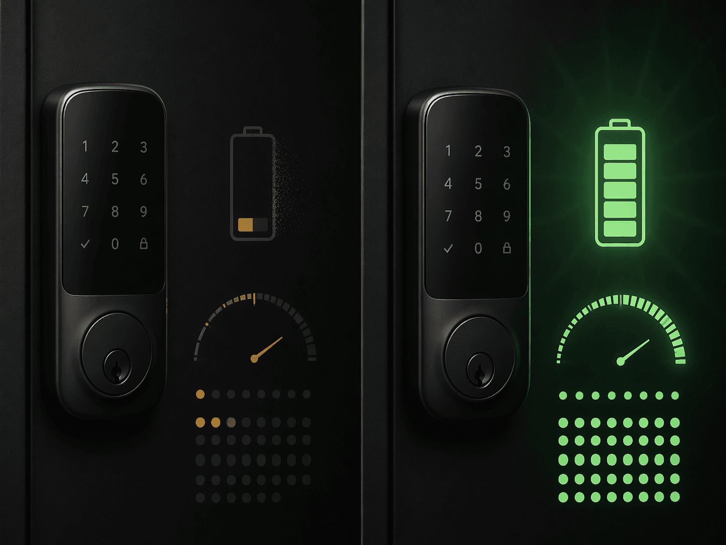 Two smart locks compared by short and extended battery life