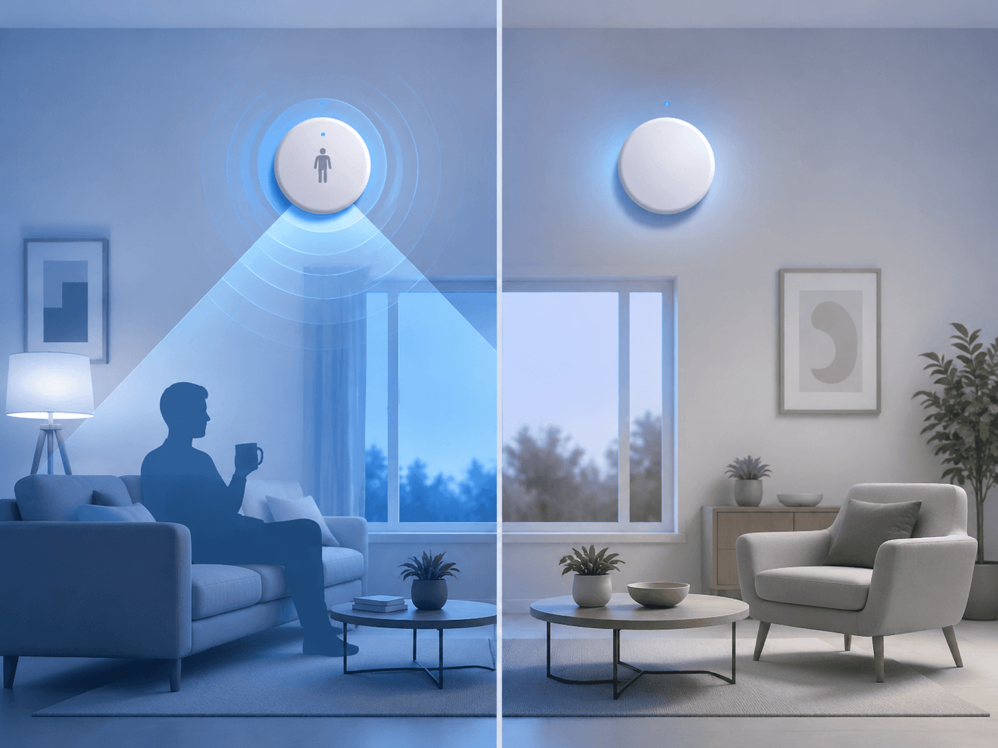 Comparison of a presence-detecting smart thermostat sensor and a temperature-only sensor in a room