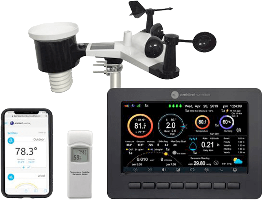 Ambient Weather WS-2000 smart weather station with outdoor sensor array and indoor console