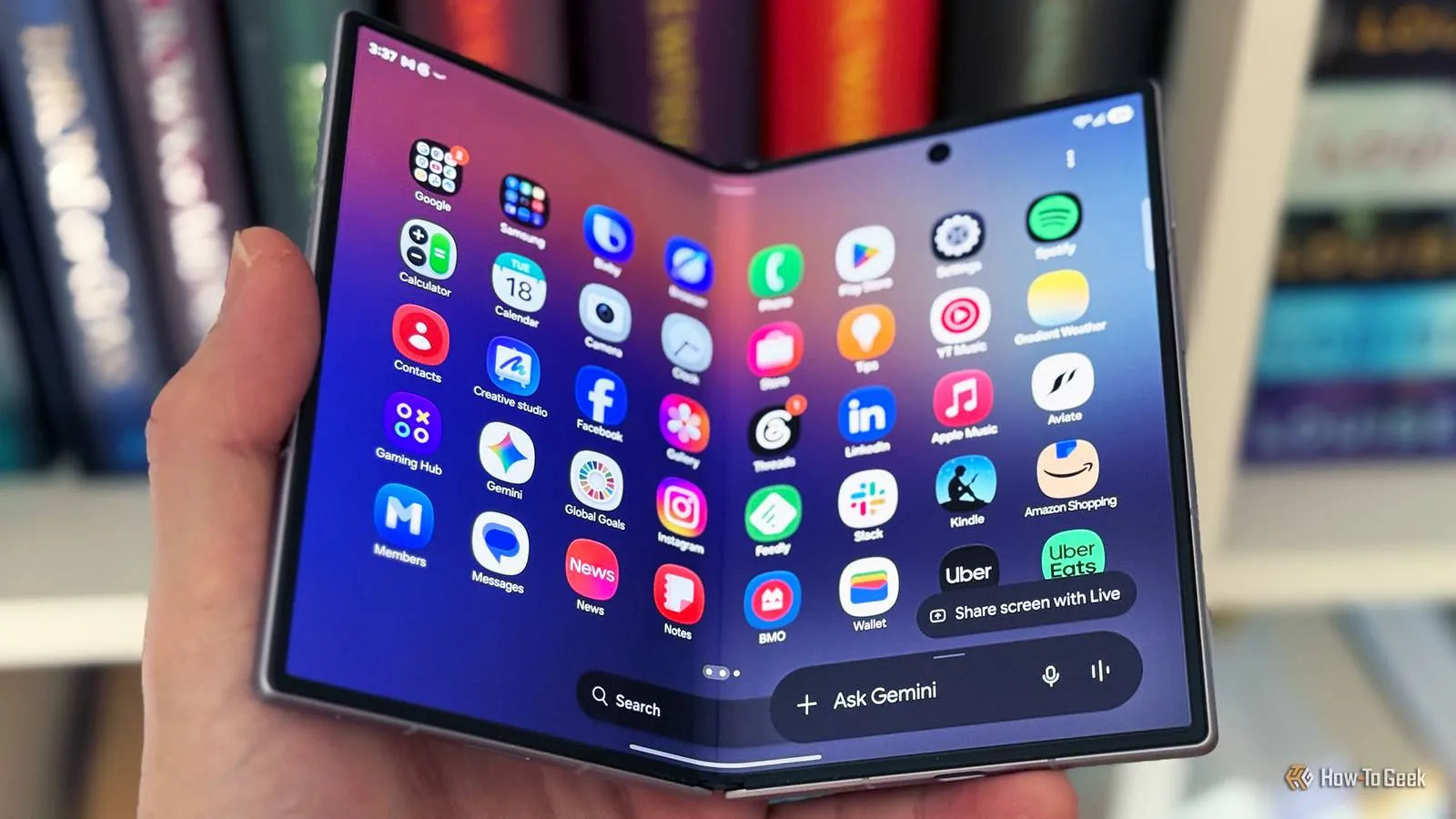 Samsung Galaxy Z Fold 8 open with its large inner display in a real-world setting