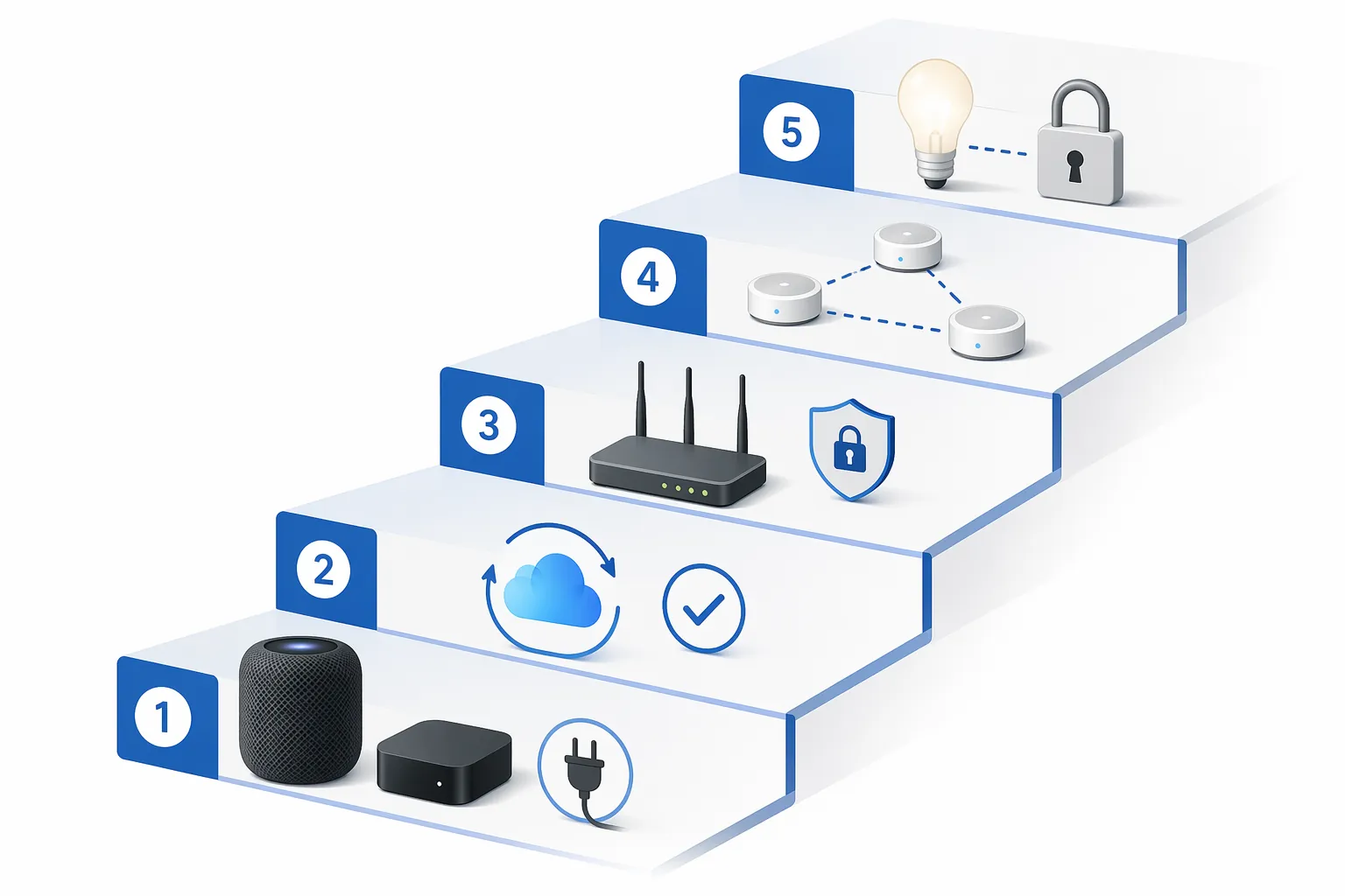 five-step smart home recovery ladder from hub power cycle to accessory re-pairing