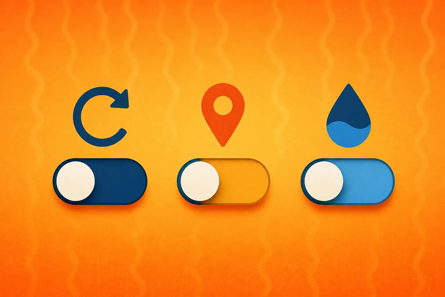 Toggle switches for recovery, location, and humidity settings