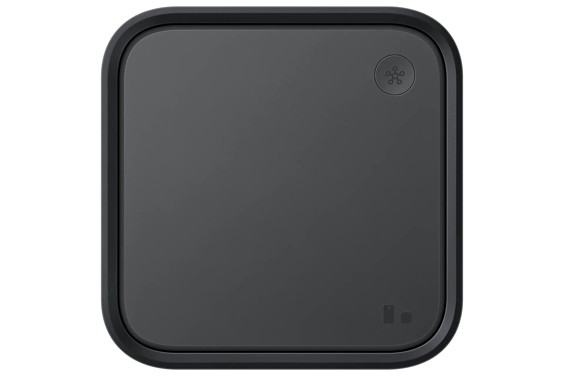 Black Samsung SmartThings Station puck-shaped hub and wireless charger