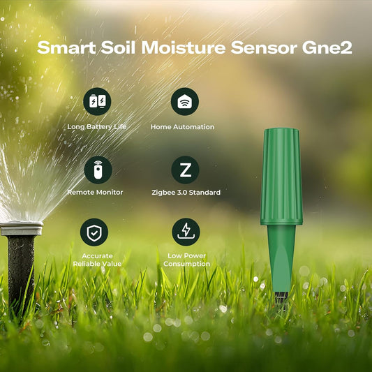 ThirdReality Smart Soil Moisture Sensor Gen2 placed in potted plant soil