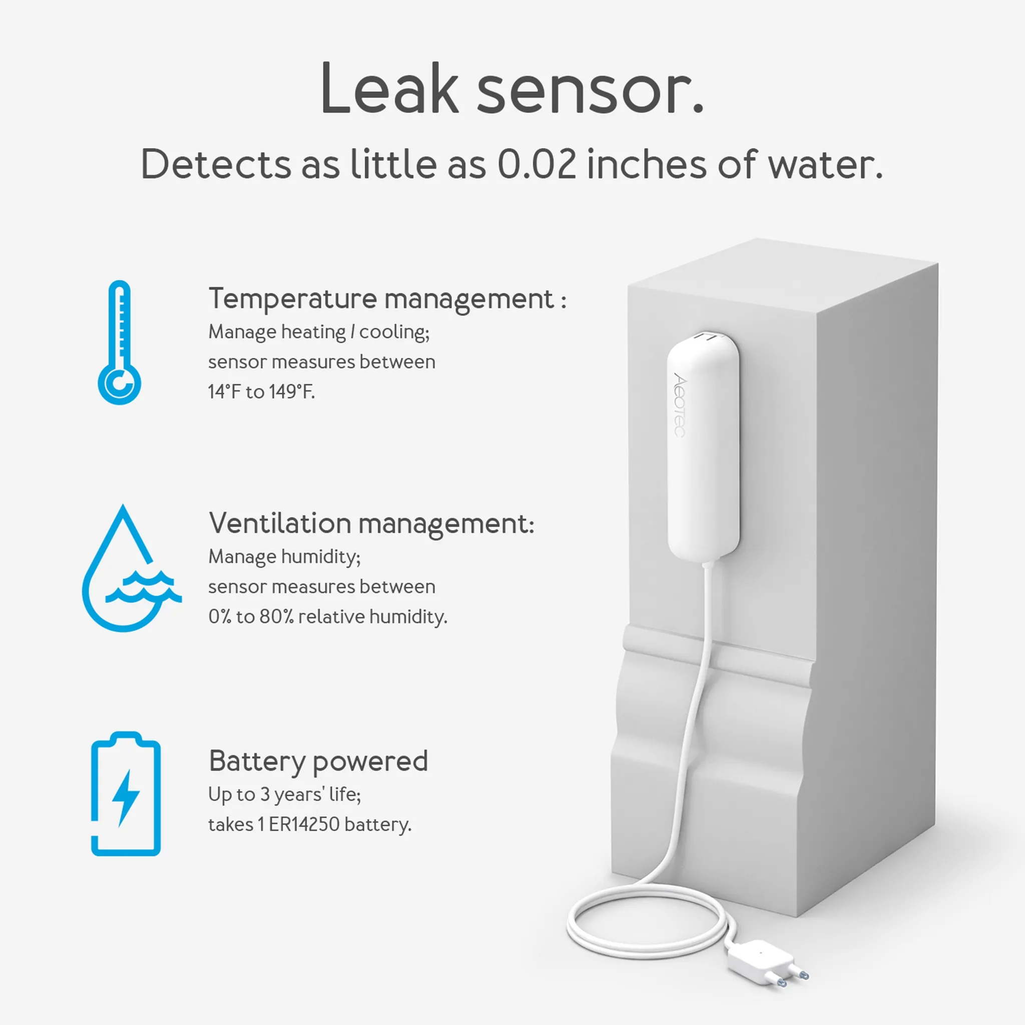 Aeotec Water Sensor 7 Pro white oval smart flood sensor
