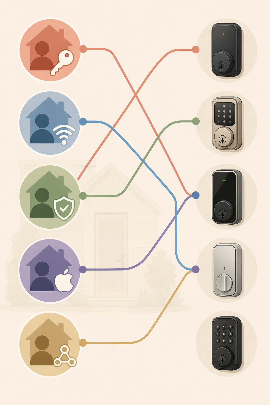 User scenarios connected to different smart lock paths