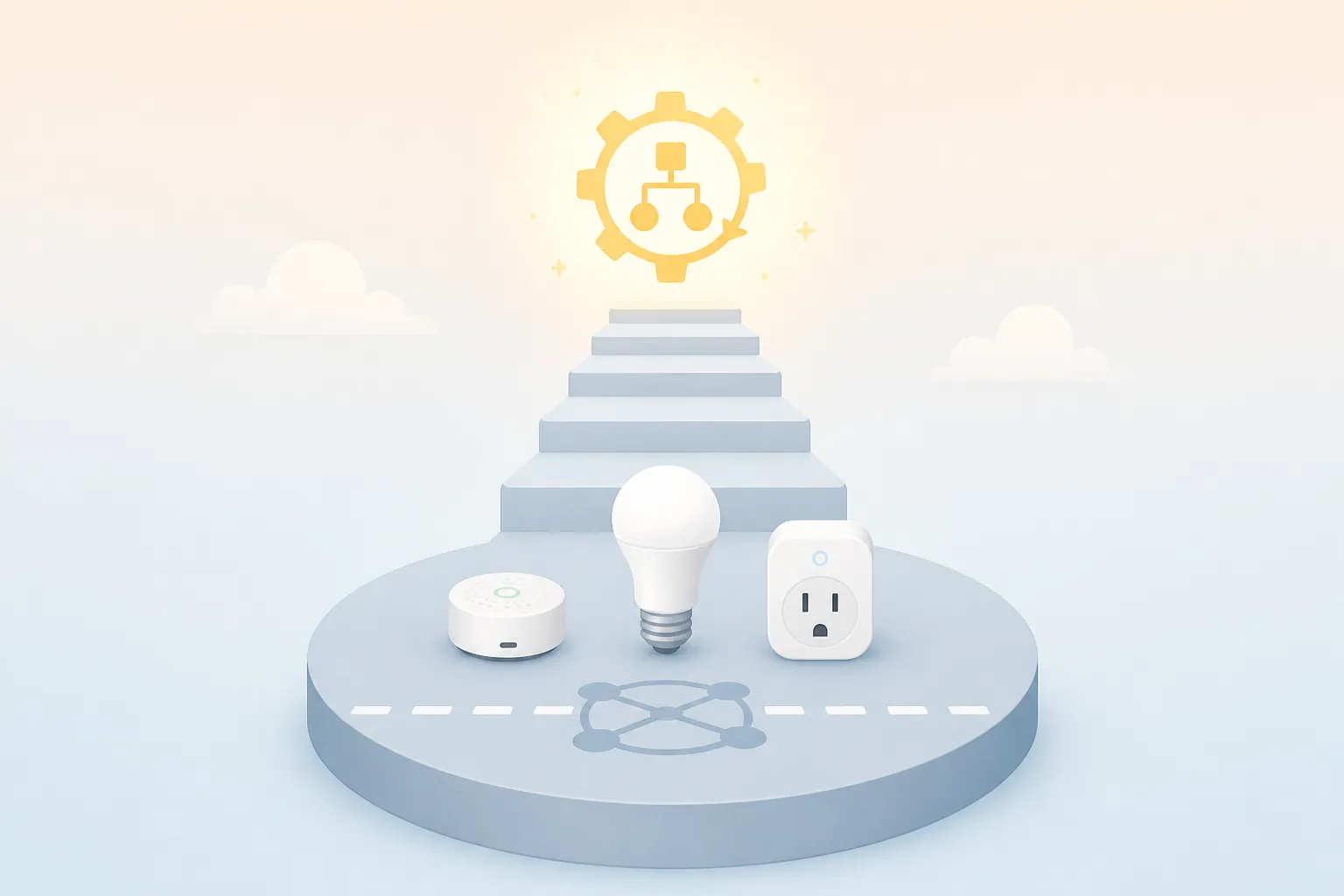 Matter-like foundation leading toward an automation gear, suggesting certification as a starting point