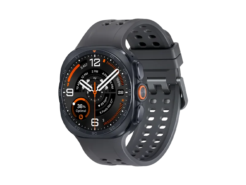 Official Samsung render of the Galaxy Watch Ultra 2 in titanium gray with rugged round case and strap