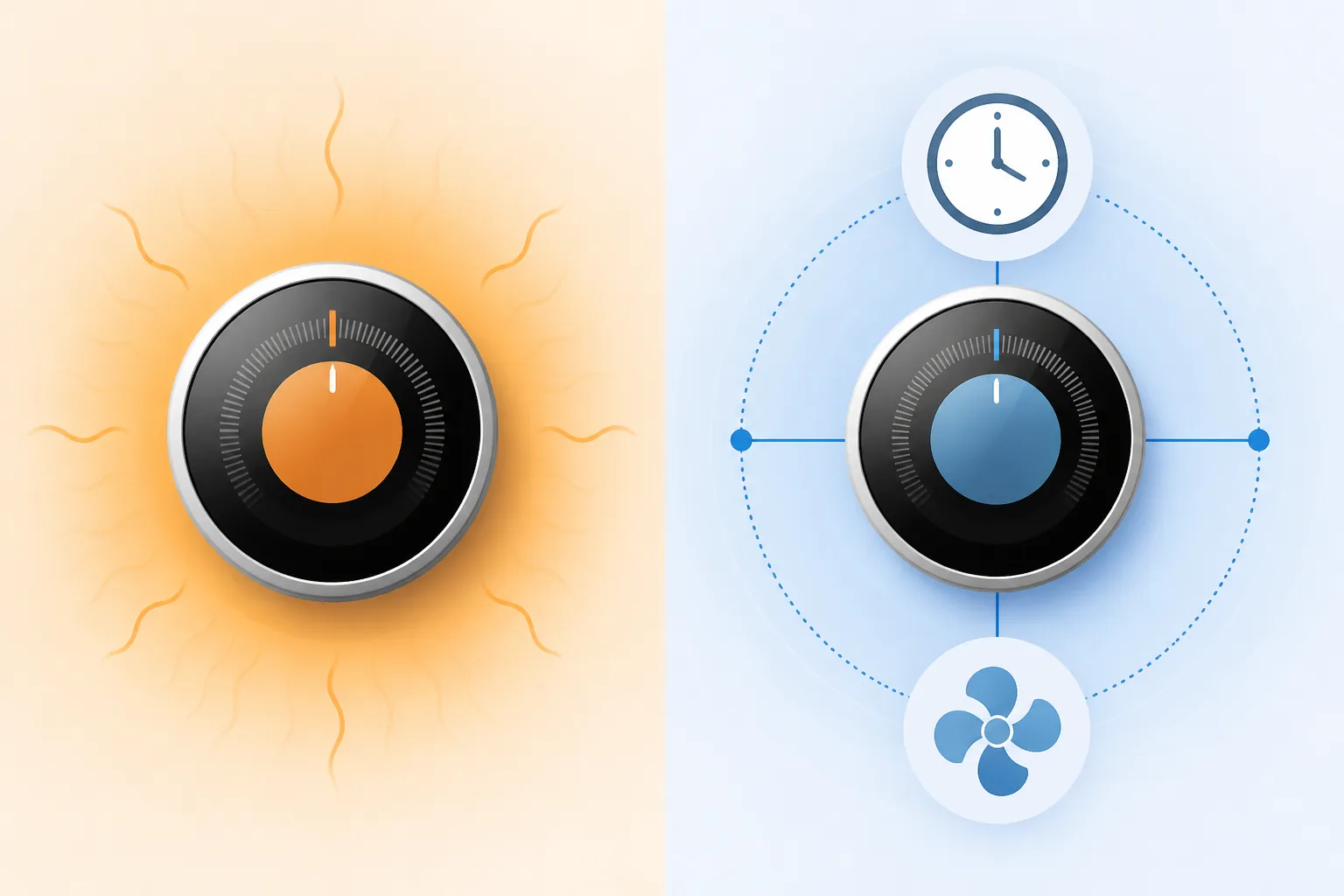 Comparison of a single thermostat adjustment with coordinated clock and fan settings
