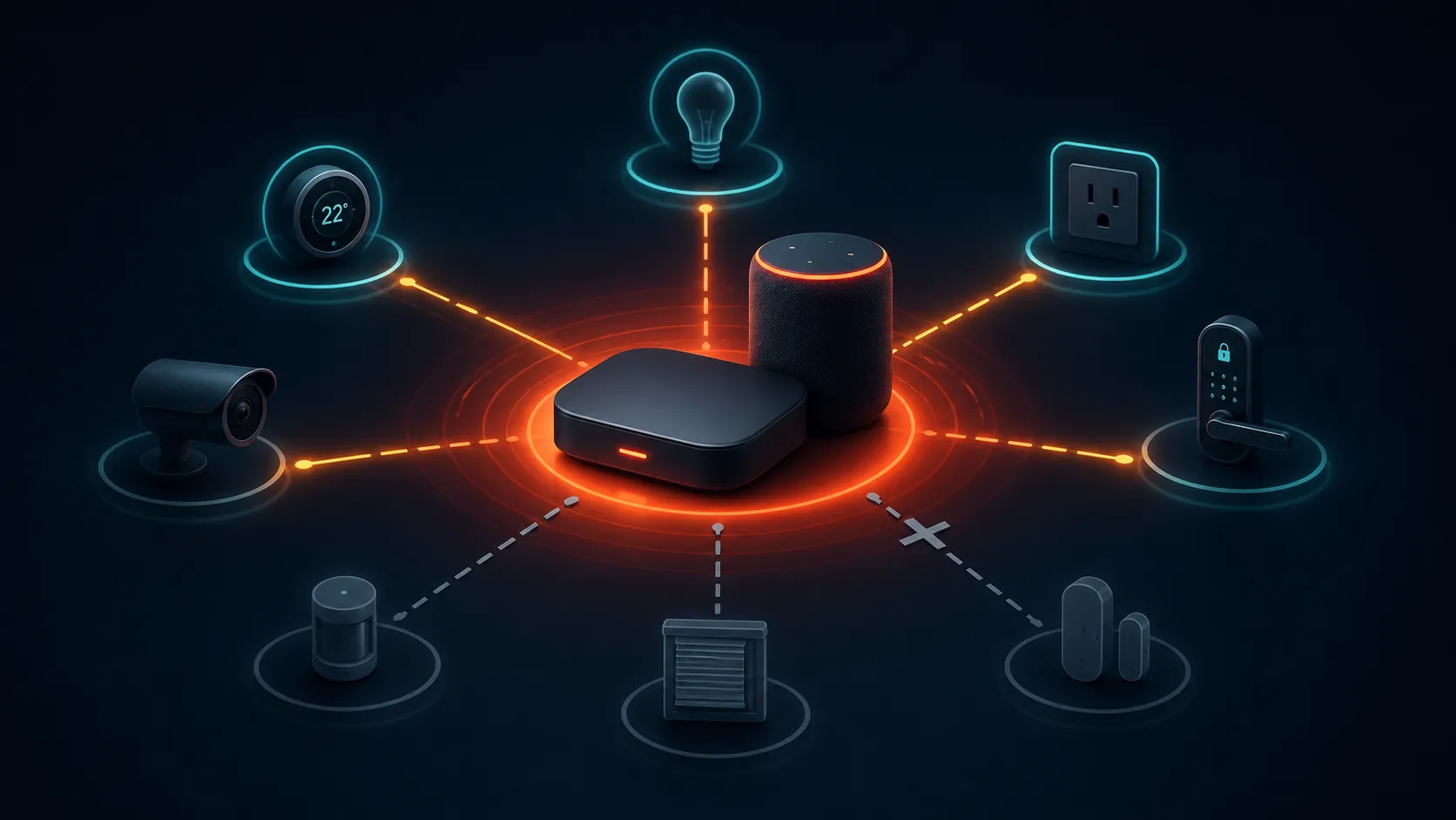 Smart home accessories dimmed by a failing central hub