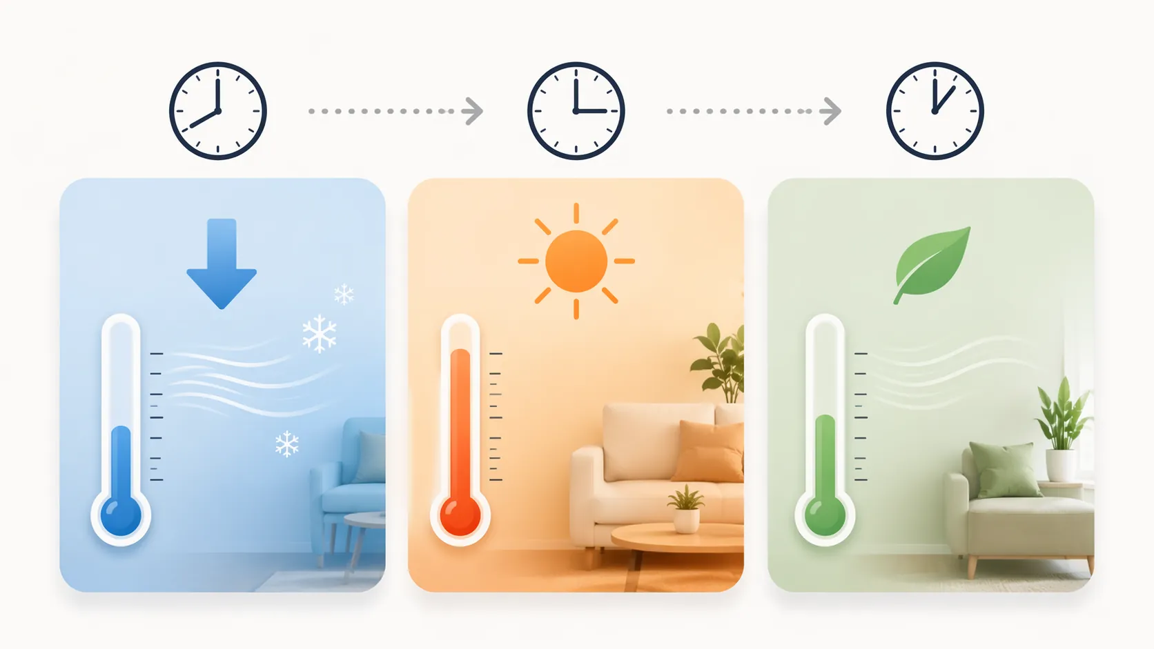 Pre-cool, peak hold, and recovery phases of the 3-3-3 thermostat rule