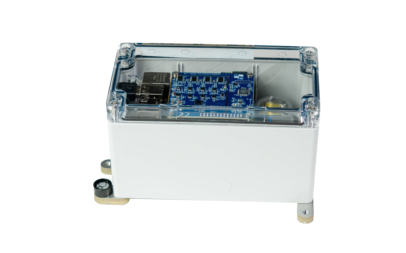 Raspberry Shake RS4D strong-motion seismograph in a compact white enclosure
