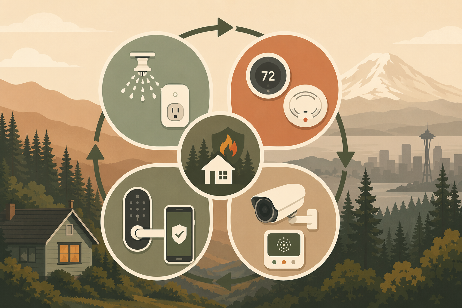 Four-phase smart home timeline for a Washington Red Flag Warning