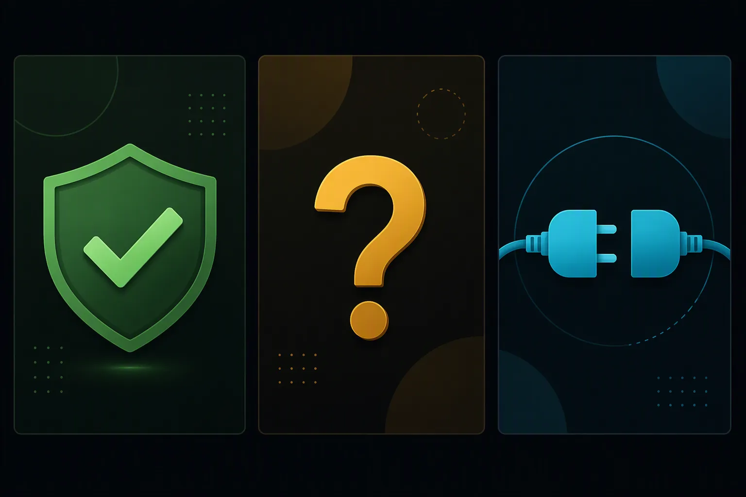 Three status panels showing confirmed, investigating, and connected states