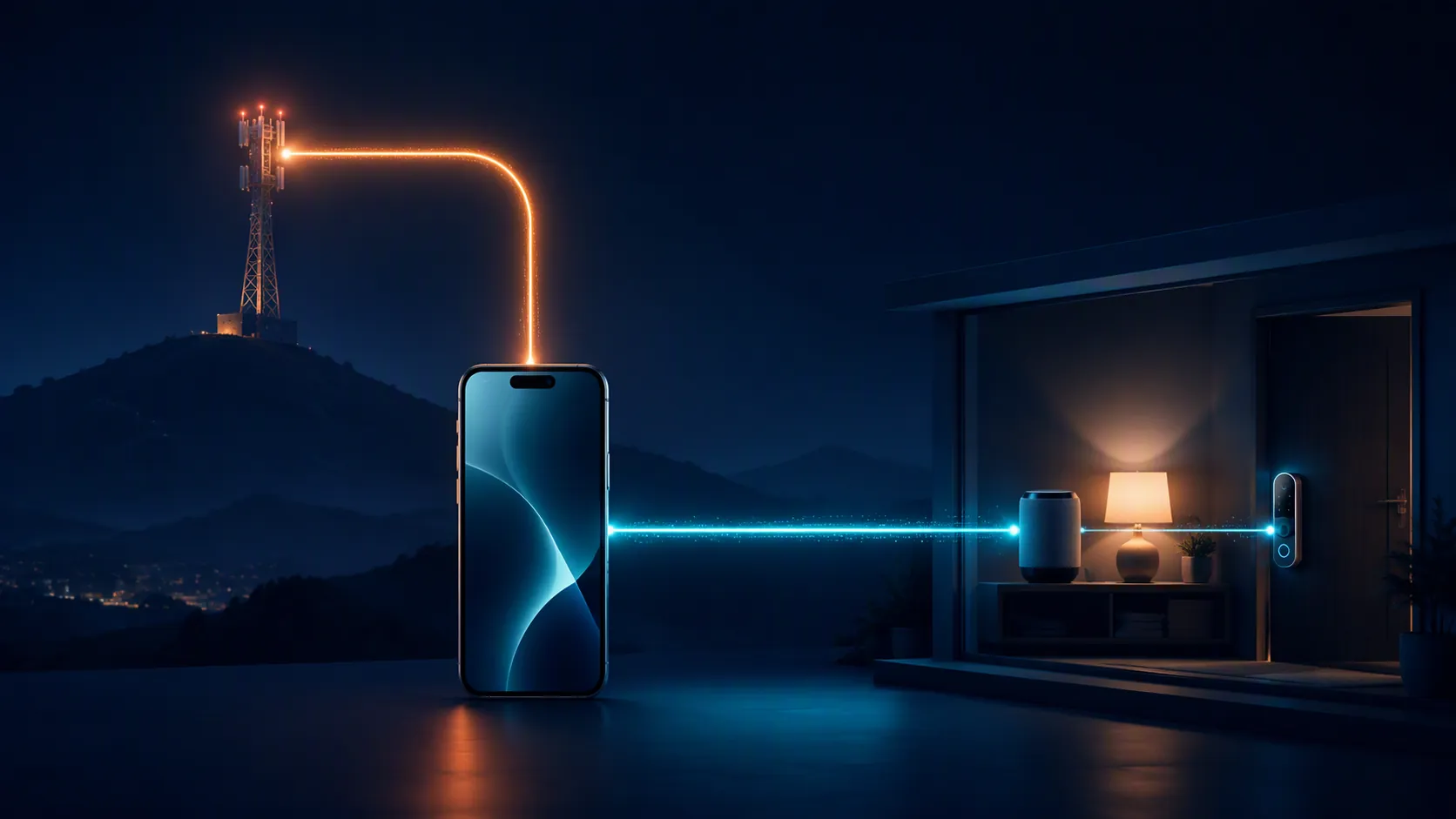 Smartphone with separate cellular and smart home connection paths