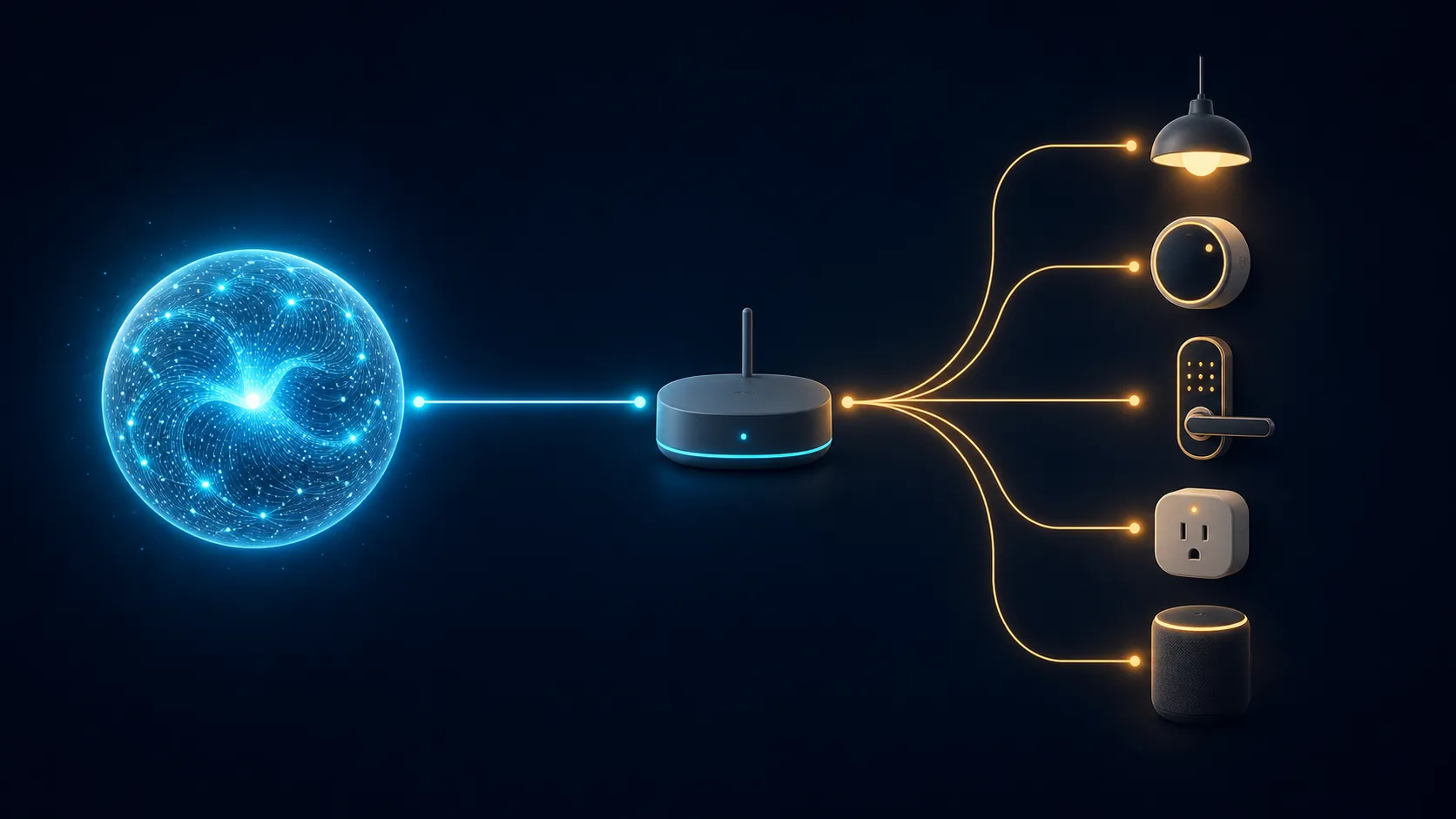 AI orb connected to smart-home devices only through a central hub