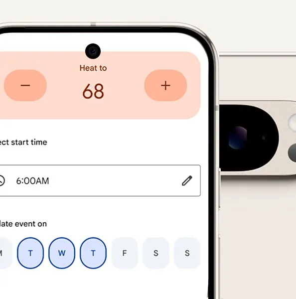 Google Home app temperature schedule screen for a Nest thermostat