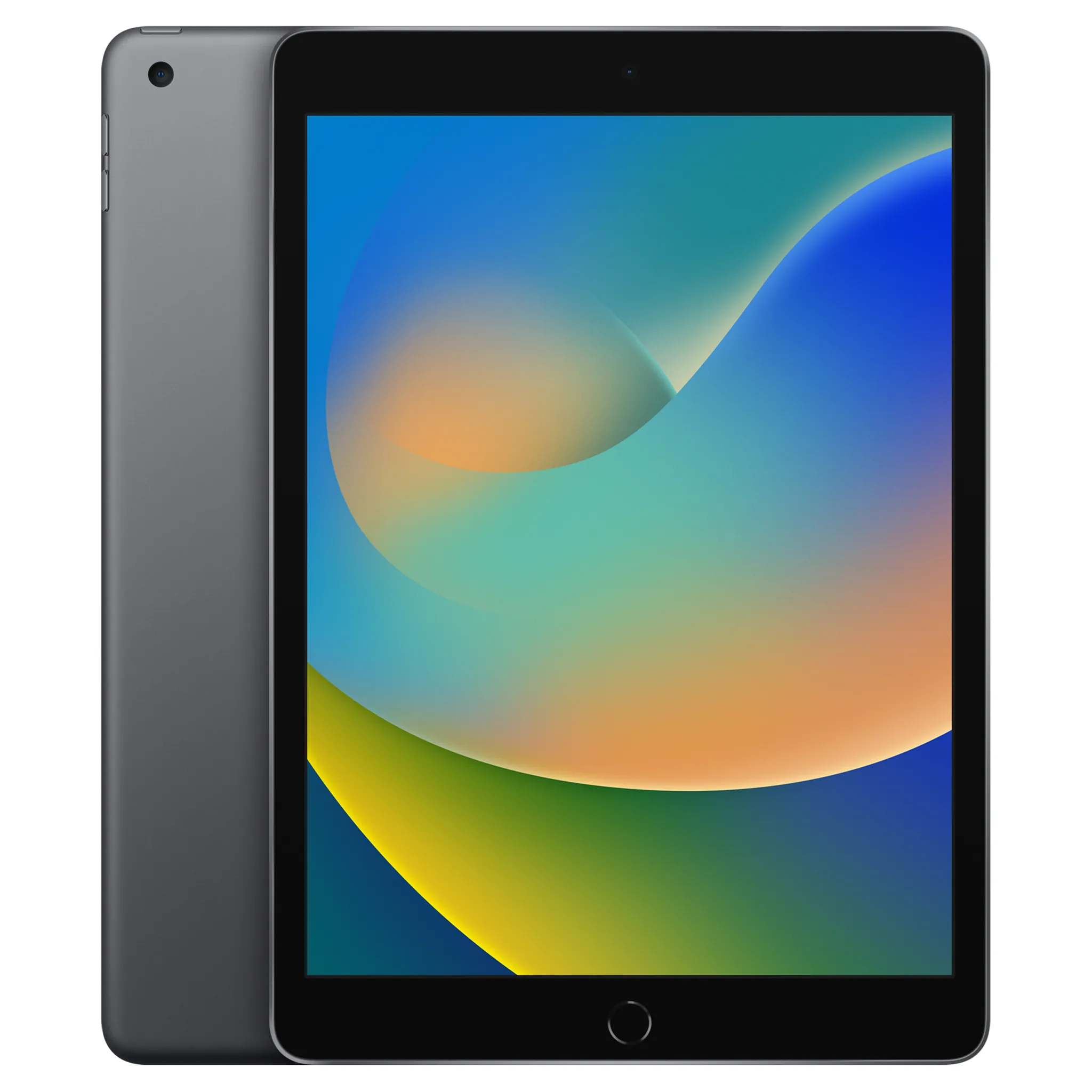 Refurbished 10.2-inch iPad 9th generation in Space Gray shown from the front