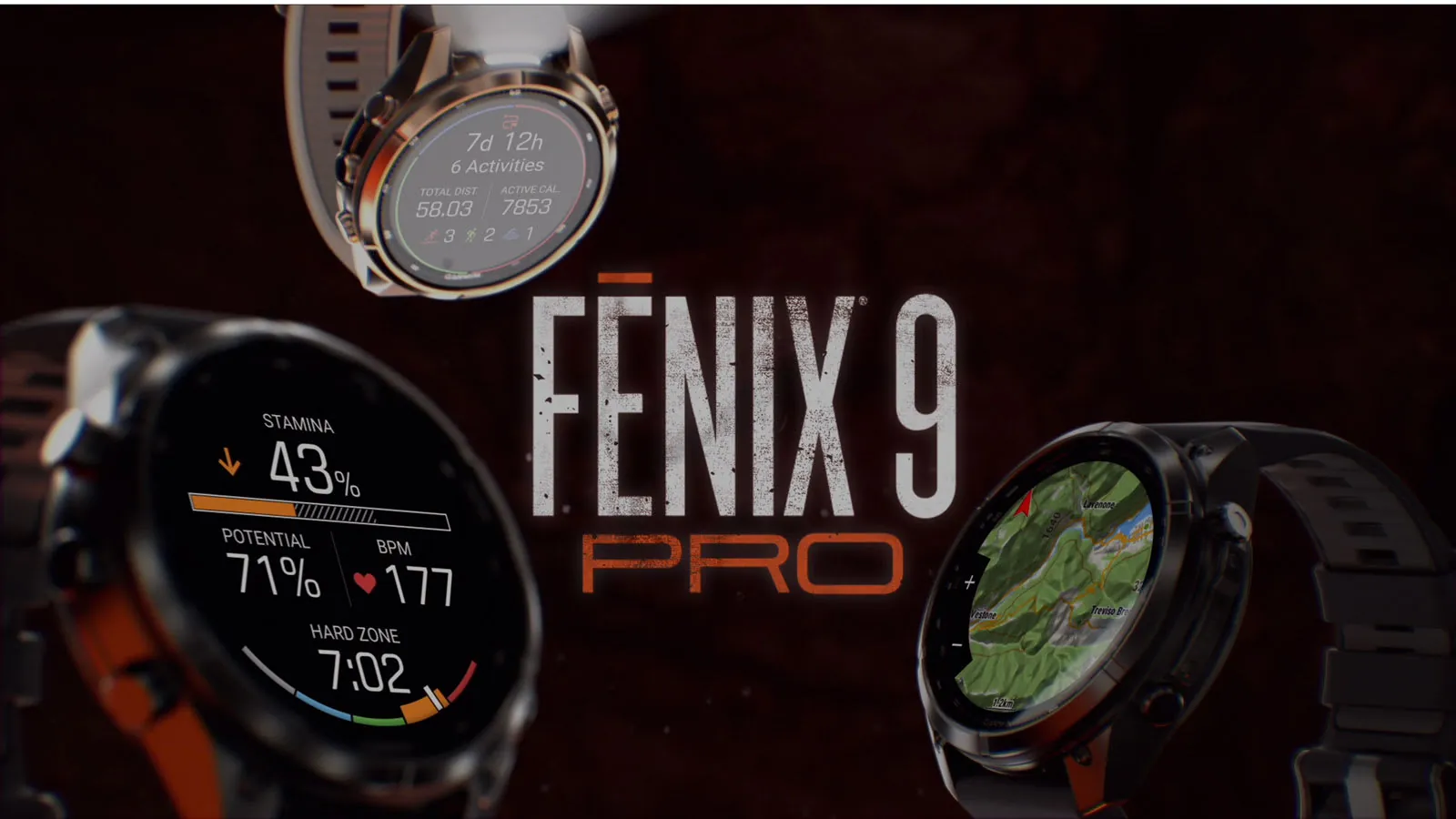 Official Garmin product photo of a rugged round Fenix 9 multisport smartwatch with bezel and side buttons