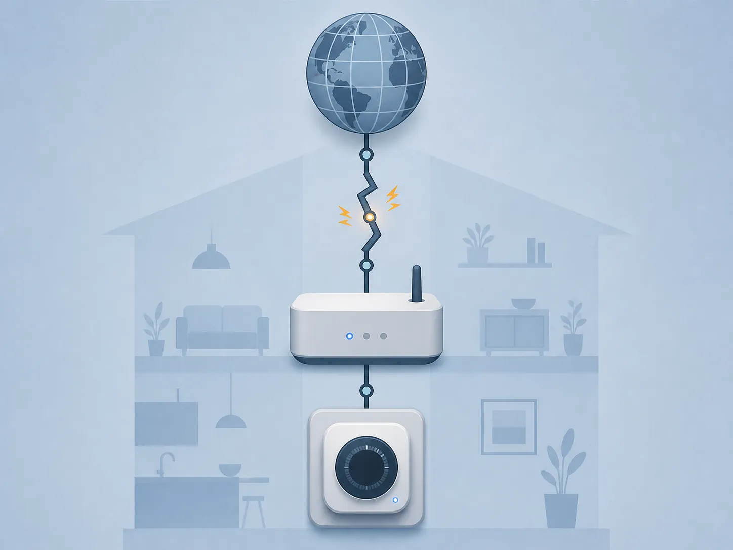 Timezone data chain from globe to smart-home hub to thermostat with a broken update link
