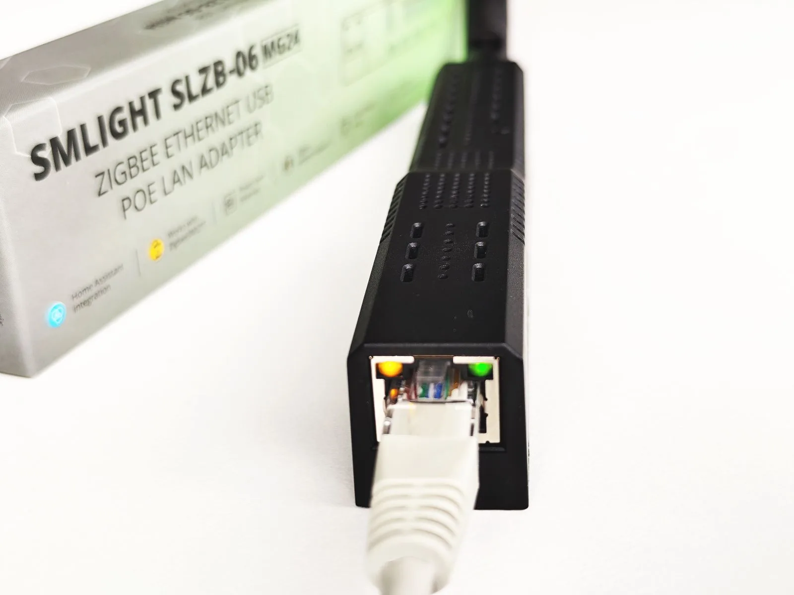 SMLight SLZB-06MG24 Zigbee PoE coordinator with Ethernet, USB-C, and status indicators