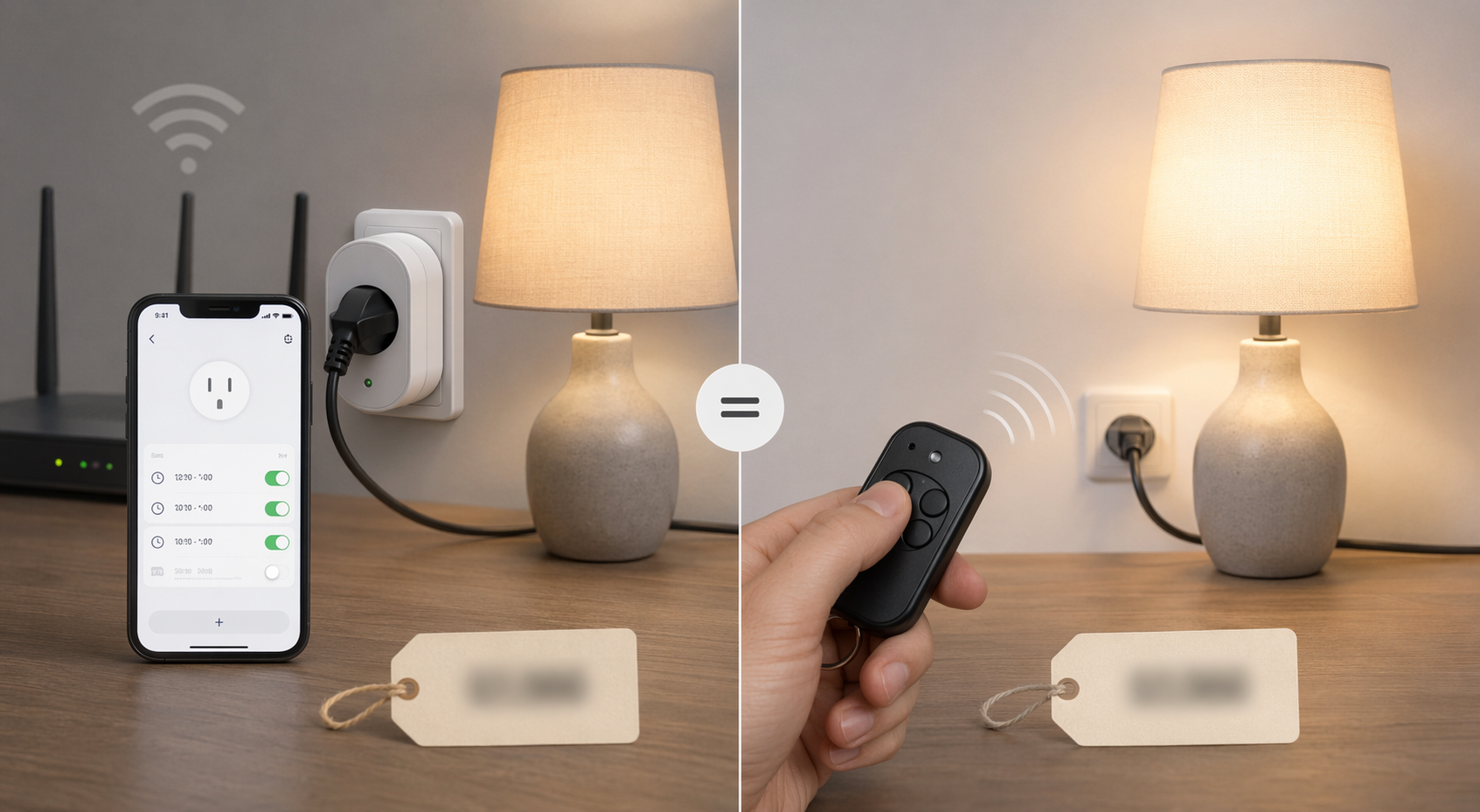 App-based smart plug control compared with a simple RF remote outlet clicker at similar price points