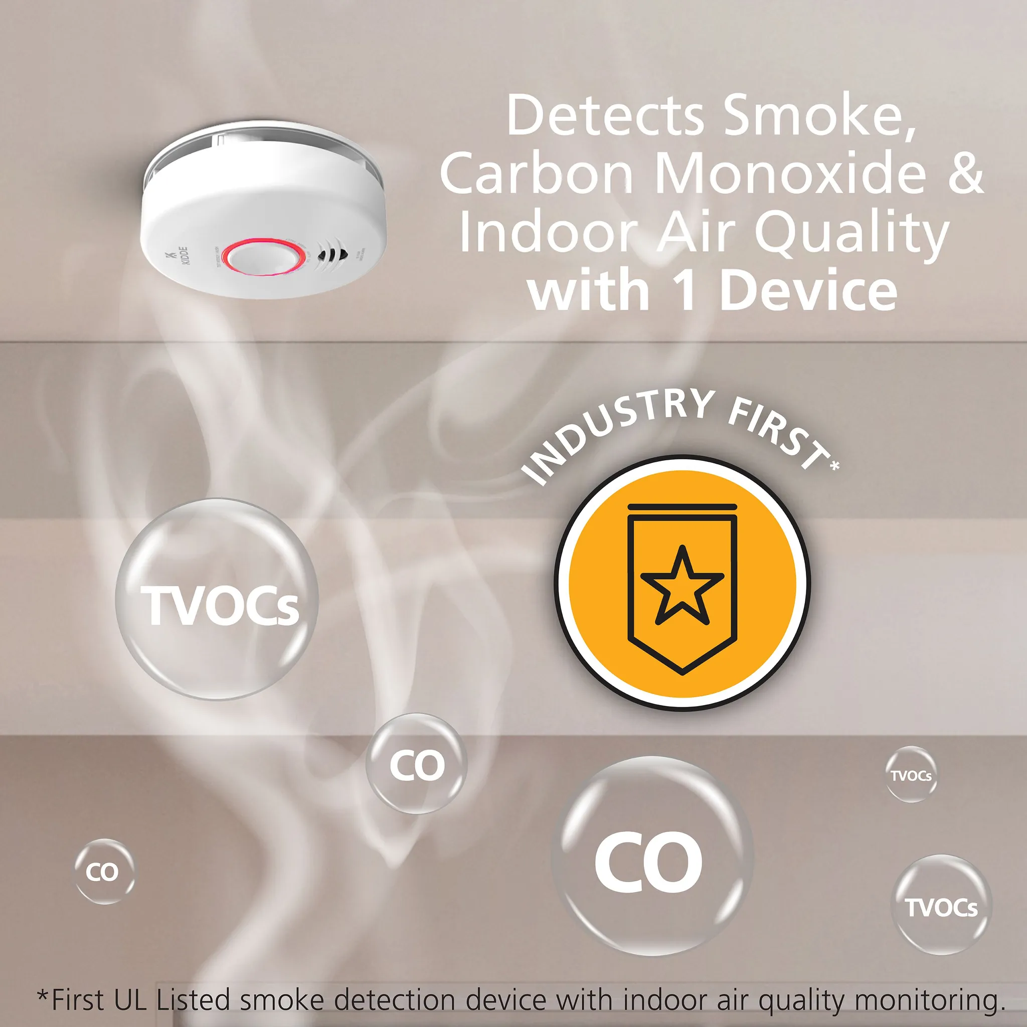Kidde P4010ACSCOAQ-WF smart smoke and carbon monoxide alarm with indoor air quality monitor
