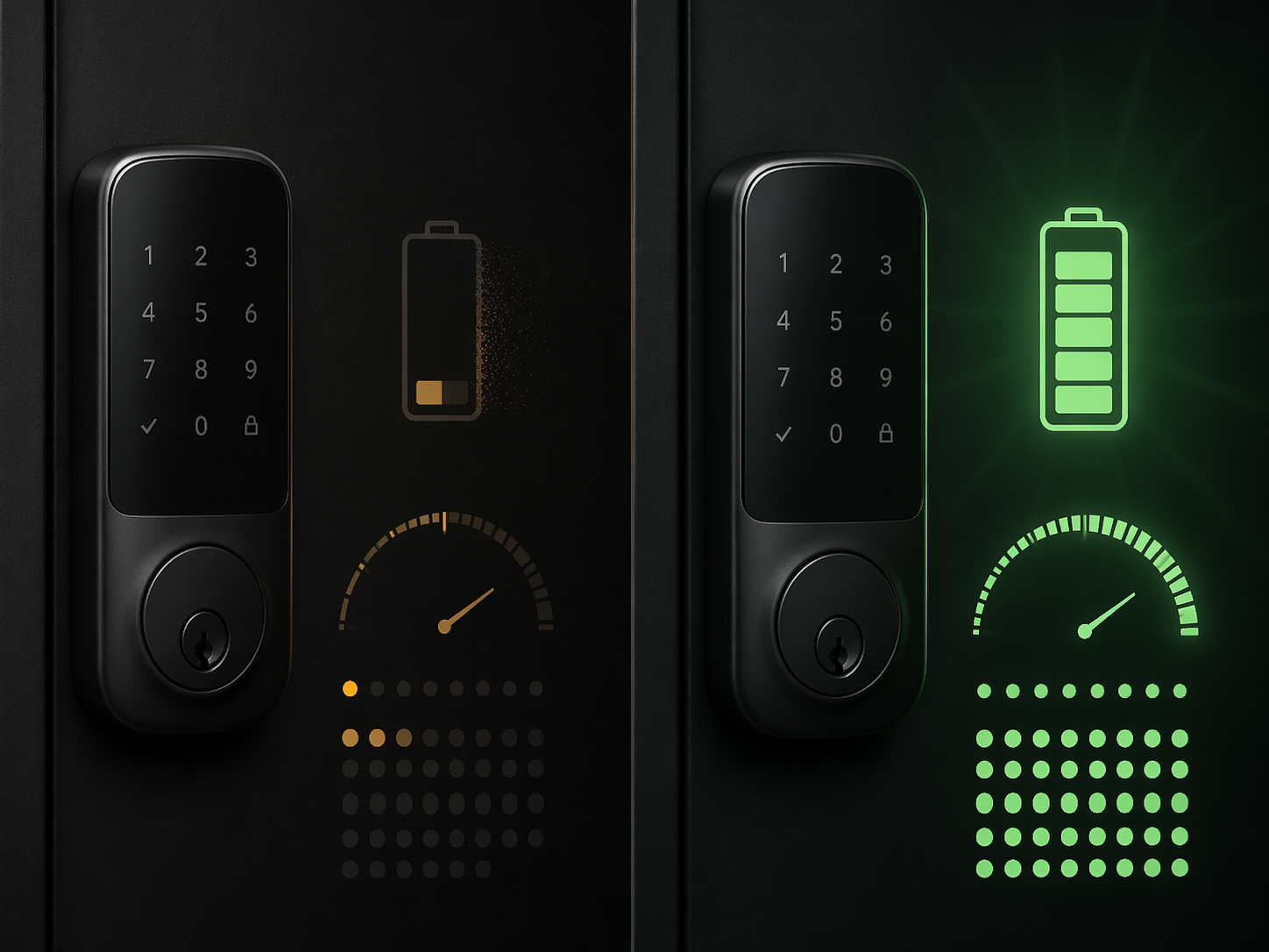 Two smart locks compared by short and extended battery life