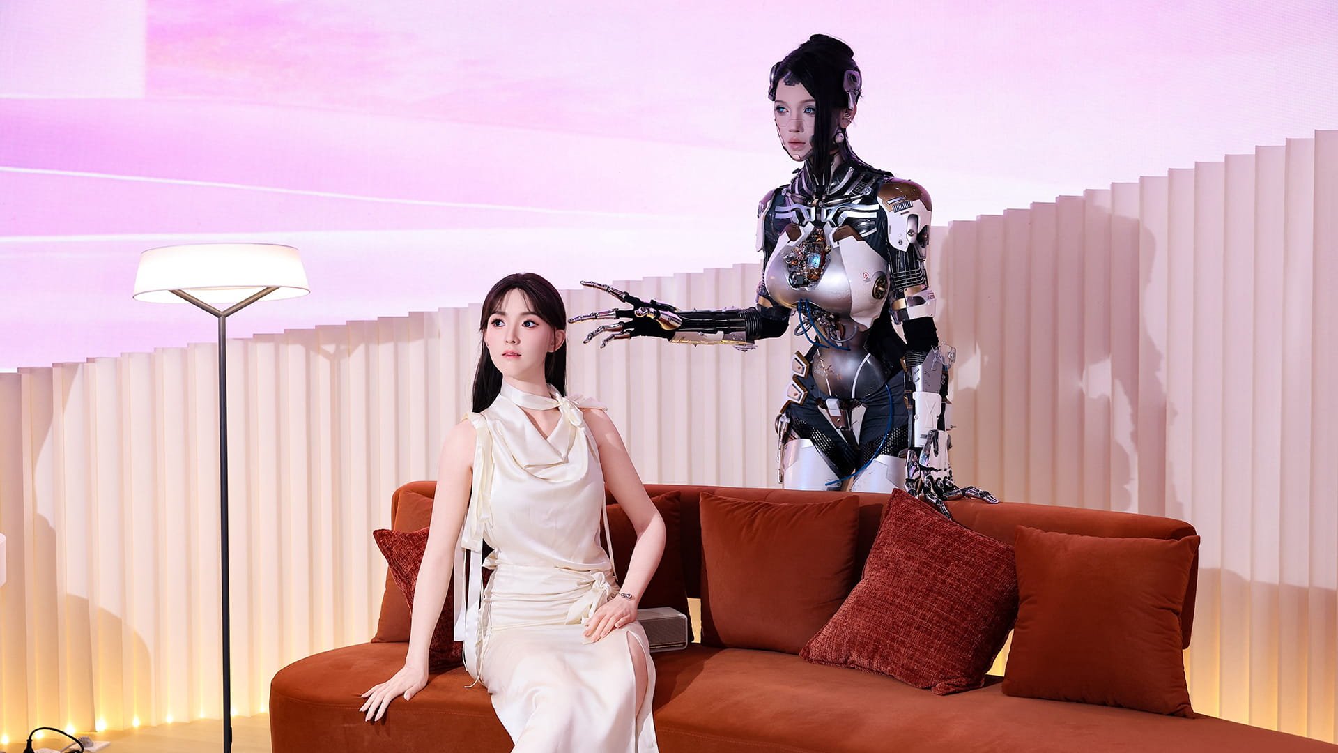 Full-body view of the UBTech U1 humanoid robot at a launch presentation
