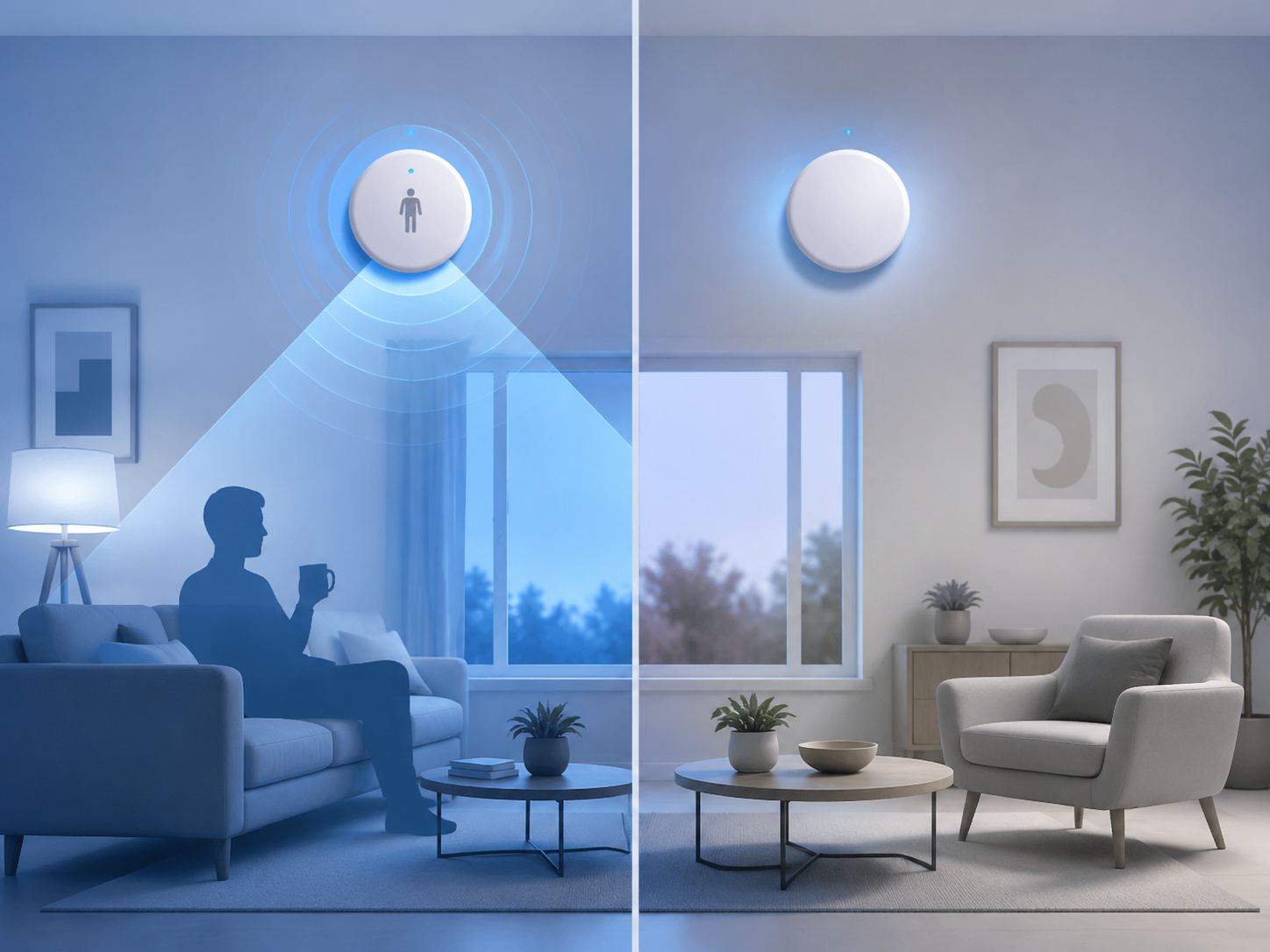Comparison of a presence-detecting smart thermostat sensor and a temperature-only sensor in a room